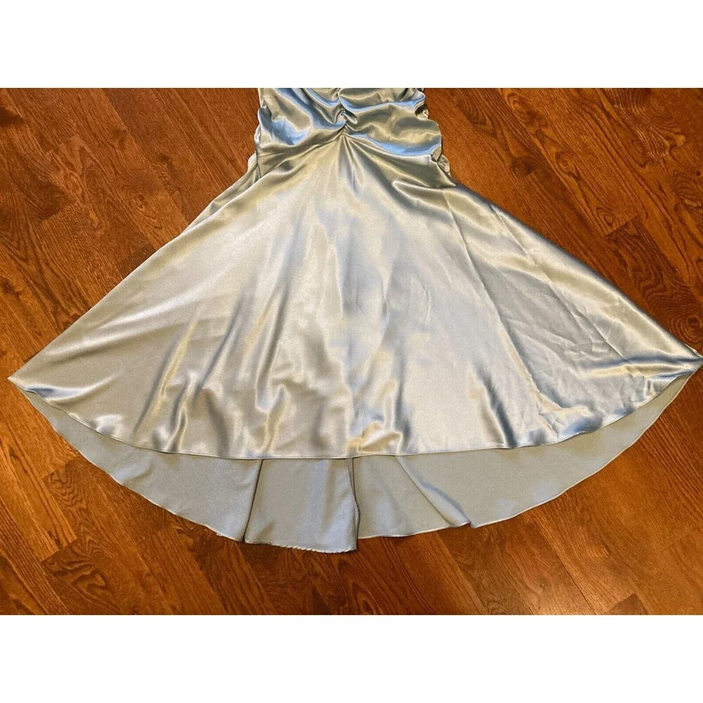 Jessica McClintock Vintage Blue Ruched Halter Neck Prom Formal Dress Size 2 - Picture 5 of 14